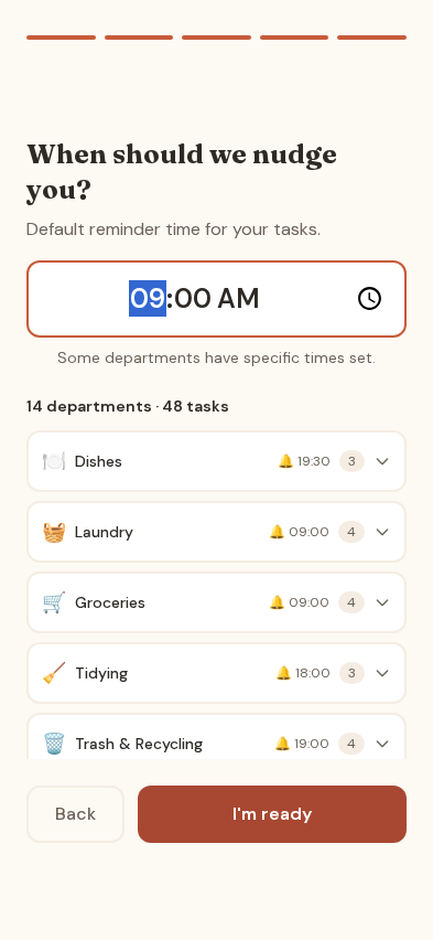 Notifications time set